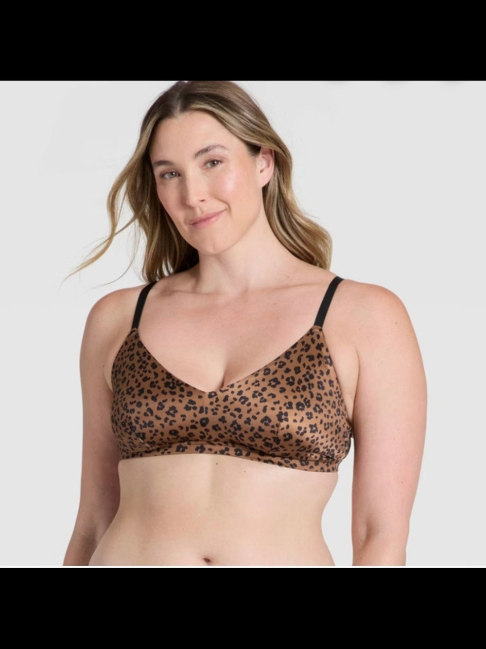 Auden Leopard Print Wireless Bralette in Brown and Black